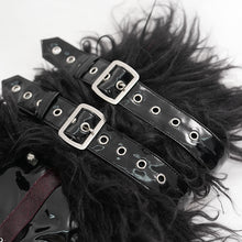 Load image into Gallery viewer, AS191 Punk black coffin fur women leg warmers with loops
