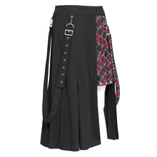 Load image into Gallery viewer, SKT082 daily life young girls fake 2 pieces black and red Scottish plaid overskirt with adjust loops

