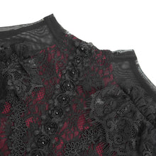 Load image into Gallery viewer, TT27902 Dark Red Gothic Double Lace Mesh Women T-Shirt
