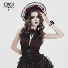 Load image into Gallery viewer, SHT161 Gothic V-Neck Backless Cropped T-Shirt with Eyelash Lace Shoulders
