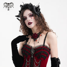 Load image into Gallery viewer, AS190 Black devil horn women cosplay hairpin headband
