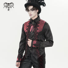 Load image into Gallery viewer, SHT15802 Black and Red Gothic-Style Long-Sleeve Shirt with Branch Pattern
