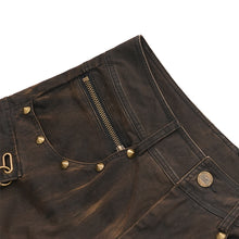 Load image into Gallery viewer, PT263 Punk coffee-colored woven wide-leg pants
