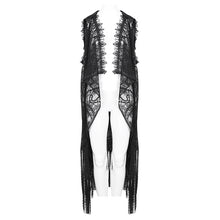 Load image into Gallery viewer, CA042 Gothic lace tassels sleeveless hooded cardigan
