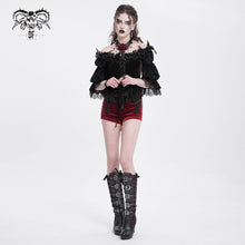 Load image into Gallery viewer, PT170 Gothic Stretch Velvet Women&#39;s High Waist Shorts
