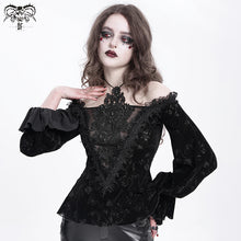 Load image into Gallery viewer, TT288 Gothic halterneck rose burnt out velvet T-shirt
