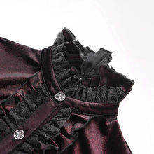 Load image into Gallery viewer, SHT14102 wine Women Glossy Velvet Swallowtail blouse

