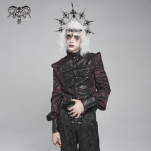 Load image into Gallery viewer, SHT14602 Dark red Gothic two-tone cashew jacquard long-sleeved shirts
