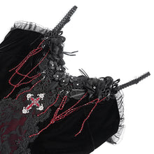 Load image into Gallery viewer, ESKT06302 Red Gothic fishtail dress with suspenders
