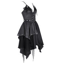Load image into Gallery viewer, SKT214 Punk faux leather elastic rubberized twill mesh suspender dress
