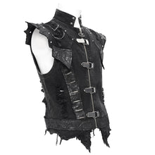 Load image into Gallery viewer, WT092 Asymmetric distressed punk vest
