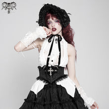 Load image into Gallery viewer, SHT09702 White Gothic daily life Sleeveless women Blouse
