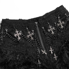 Load image into Gallery viewer, ESKT079 Gothic Jacquard High-Waisted Skirt with Frayed Trim

