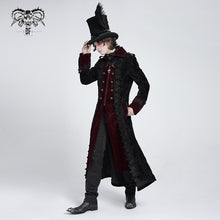 Load image into Gallery viewer, CT26202 Black and red Gothic paisley jacquard fleece long coat
