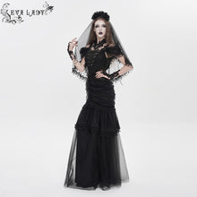Load image into Gallery viewer, ESKT081 V-Neck Open-Back Mesh Puffy  Fishtail Dress
