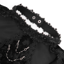 Load image into Gallery viewer, ETT04101 black Gothic shiny velvet halterneck long-sleeved T-shirt

