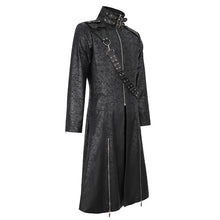 Load image into Gallery viewer, CT209 Cracked Faux Leather Men&#39;s Long Coat With Hanging Rivets studded bullet belt
