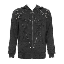 Load image into Gallery viewer, CT274 Punk ripped mist pattern hoodie
