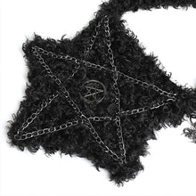 Load image into Gallery viewer, AS316 Inverted Pentagram Studded Curly-Faux-Fur Crossbody Bag
