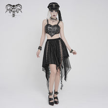 Load image into Gallery viewer, TT308 Punk Faux Leather Woven Heart-Shaped Strappy T-Shirt
