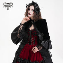 Load image into Gallery viewer, CT243 Reflective lace mesh stand collar gothic velvet women black jacket
