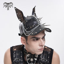 Load image into Gallery viewer, AS280 Cracked PU Doberman Cap with Mixed-Length Spikes
