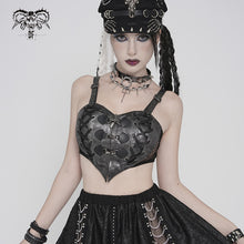 Load image into Gallery viewer, TT308 Punk Faux Leather Woven Heart-Shaped Strappy T-Shirt
