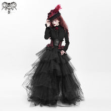 Load image into Gallery viewer, SHT07601 Autumn 3D appliqued shoulder lace stand collar striped black gothic women blouse
