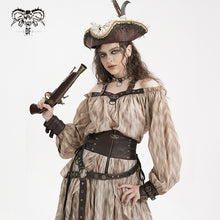 Load image into Gallery viewer, TT27702 Steampunk Halter neck off shoulder long sleeve loose T-shirt
