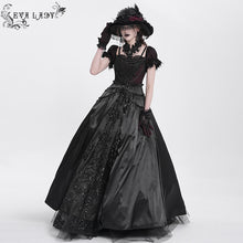 Load image into Gallery viewer, ESKT05701 Black Sequined Lace Mesh Gown Dress
