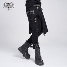 Load image into Gallery viewer, PT032 adjusted loops punk rock broken holes black men ripped trouser with skirt
