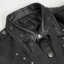 Load image into Gallery viewer, CT207 Punk Rivets Studded Webbing Faux Leather Men&#39;s Short Jacket
