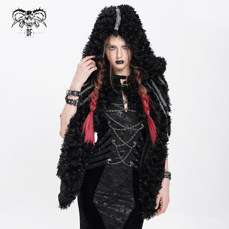 CA052 Punk curly hooded cape