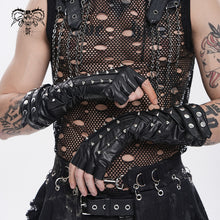Load image into Gallery viewer, GE047 Super-Stretch Faux Leather Punk Mid-Length Gloves
