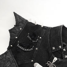 Load image into Gallery viewer, WT092 Asymmetric distressed punk vest
