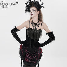Load image into Gallery viewer, ECST01401 Gothic Corset with Long Beaded Tassels at the Bust
