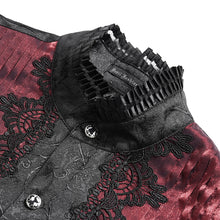Load image into Gallery viewer, SHT15802 Black and Red Gothic-Style Long-Sleeve Shirt with Branch Pattern
