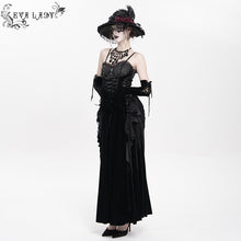 Load image into Gallery viewer, ESKT064 Gothic Rose Tassel Slip Dress

