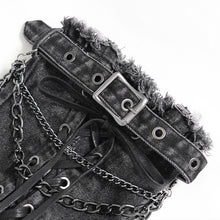 Load image into Gallery viewer, AS313 Distressed long denim leg warmers (punk style)
