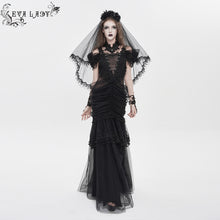 Load image into Gallery viewer, ESKT081 V-Neck Open-Back Mesh Puffy  Fishtail Dress
