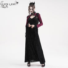 Load image into Gallery viewer, ECA02002 Gothic pattern women flared sleeves red velvet short lace shawl
