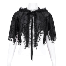 Load image into Gallery viewer, CA047 Women Gothic Flocked Spider Web Hooded Shawl
