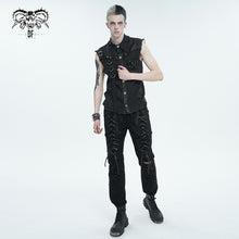 Load image into Gallery viewer, SHT102 leather matching webbing twill Sleeveless men&#39;s shirt
