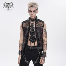 Load image into Gallery viewer, WT107 Punk Tree-Patterned Mesh &amp; Patent Leather Vest
