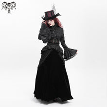 Load image into Gallery viewer, SHT01701 Women short front and long back flared sleeves Gothic black ruffled lace blouse
