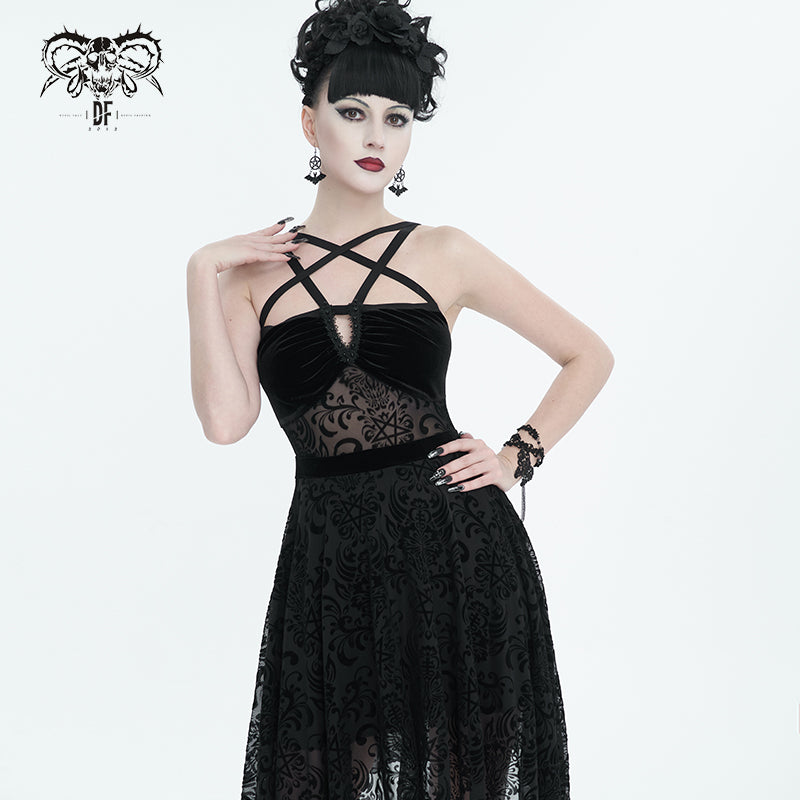 SKT165 Pentagram Velvet Dress