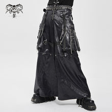 Load image into Gallery viewer, PT287 Pleated faux leather woven punk wide-leg pants

