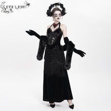 Load image into Gallery viewer, ESKT06501 Gothic velvet dress with fur collar
