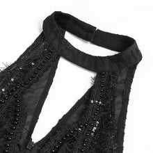 Load image into Gallery viewer, ETT049 Sequined Fringe-Trimmed Sleeveless T-Shirt
