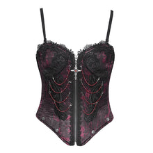 Load image into Gallery viewer, ECST00802 red Gothic fringed iris one-piece bustle corset for women
